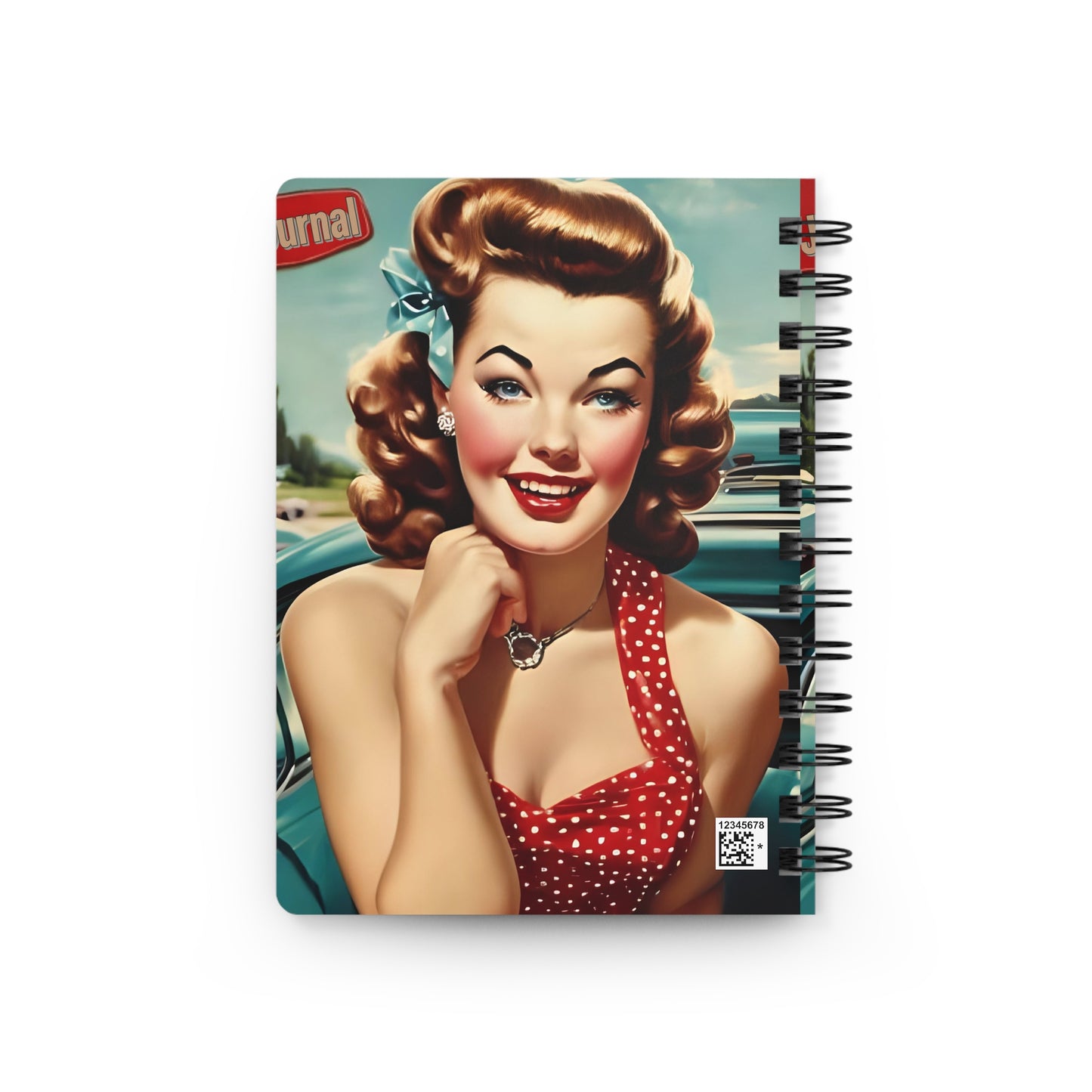 Spiral Bound Journal, 50's pin up girl journal, 60's pin up girl journal, fancy journal