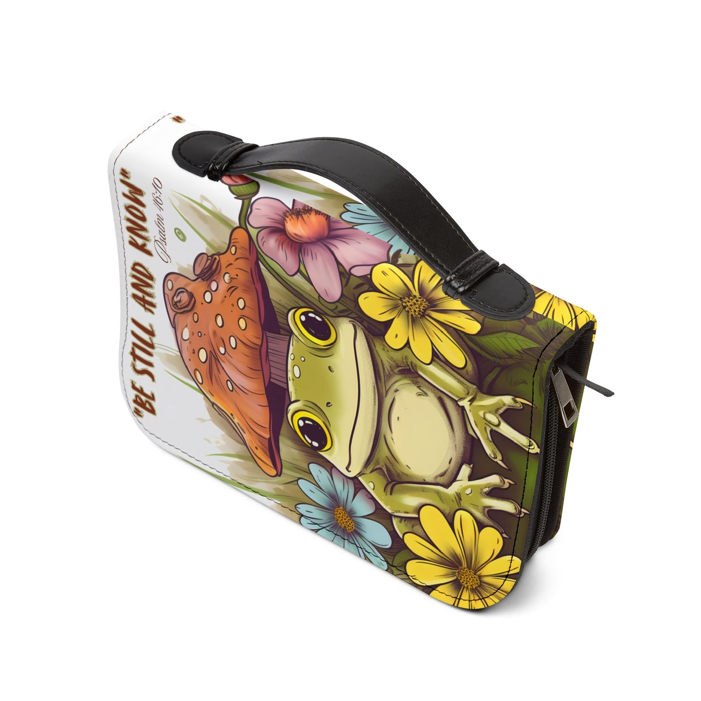 Frog Bible Cover with Inspirational Design - Be Still and Know, Religious Gifts, Christian Accessories, Nature Lovers, Unique Gift