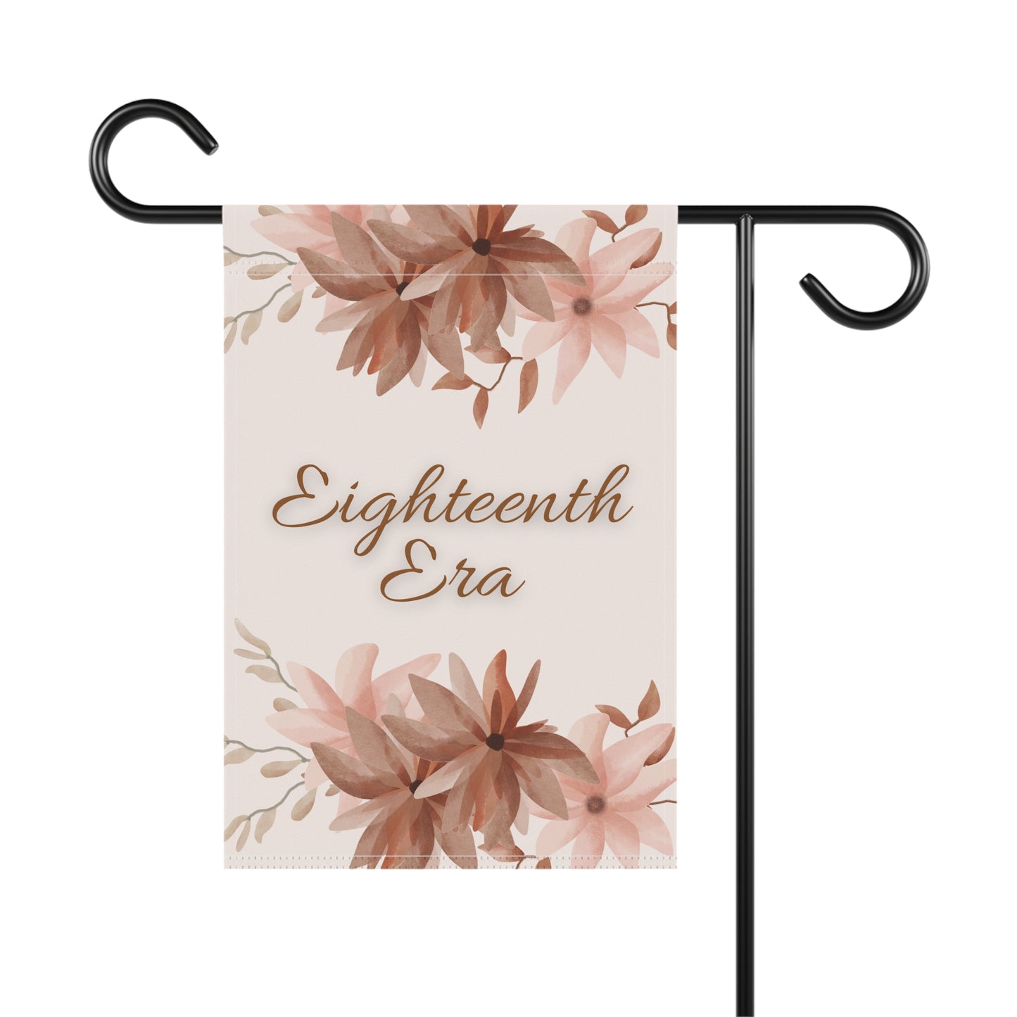Elegant Floral Garden Banner for Eighteenth Era Celebrations, Eighteenth Birthday Flag, Eighteenth Era Birthday