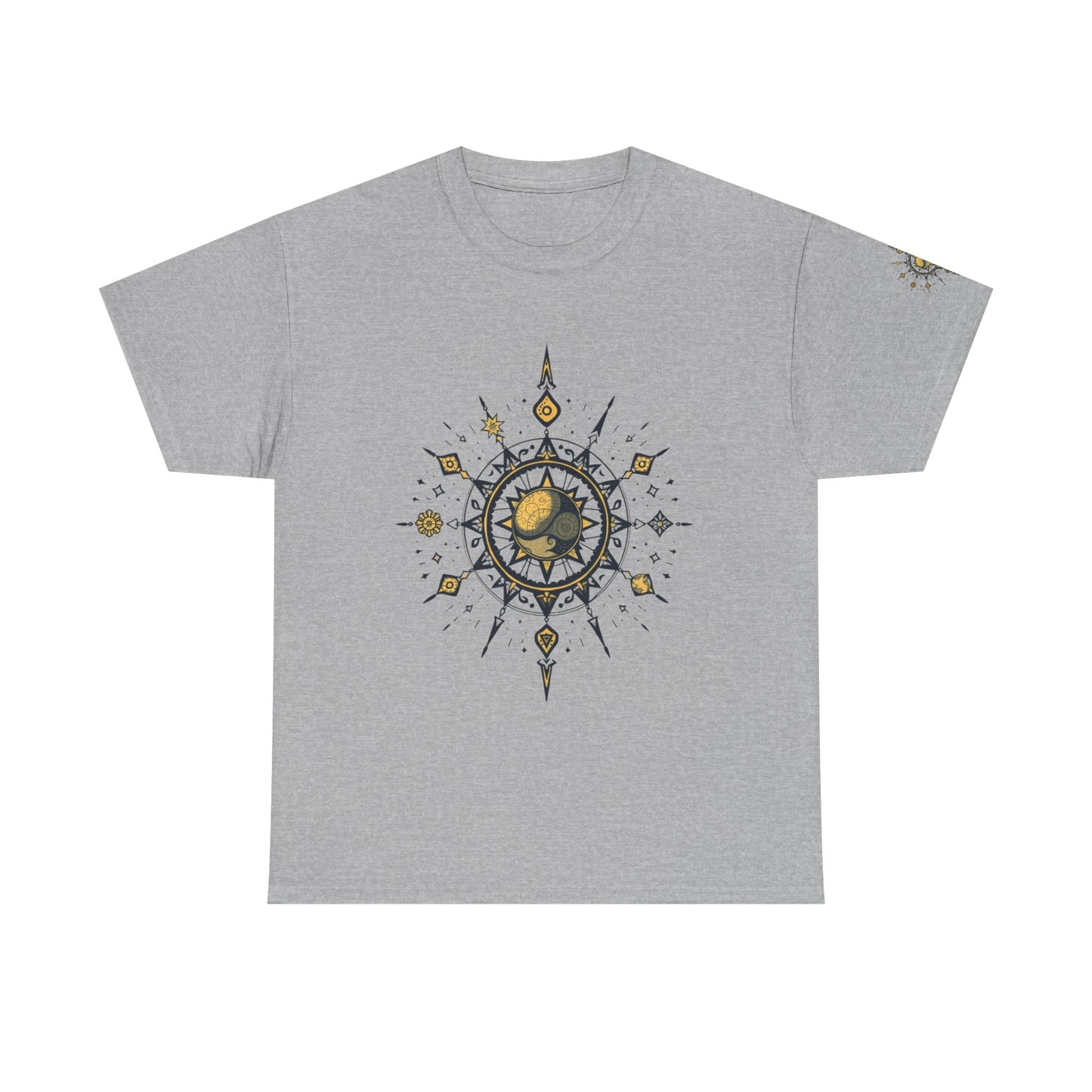 Celestial Sun Compass T‑Shirt — Golden Sun Mandala Graphic Tee