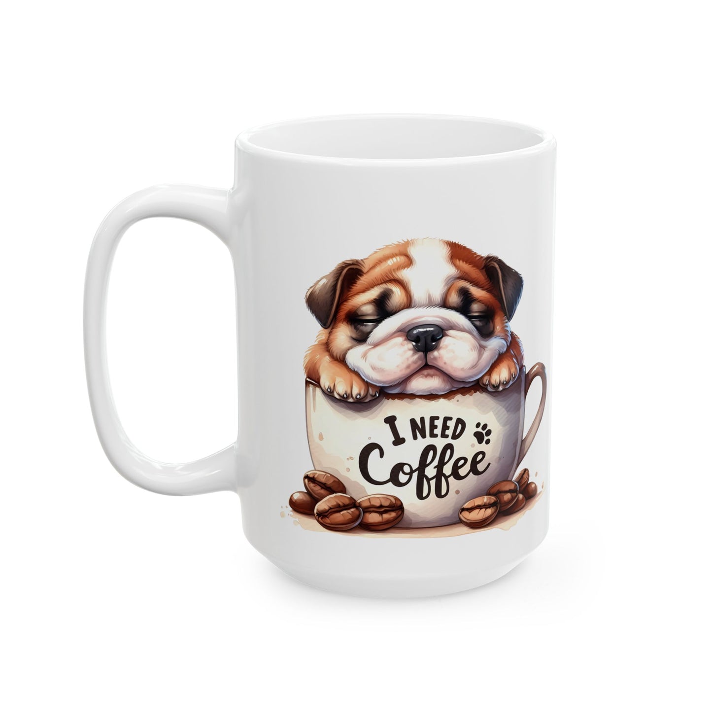 Personalized Bulldog Coffee Mug — Cute Puppy in Coffee Cup Ceramic Mug (11oz & 15oz)