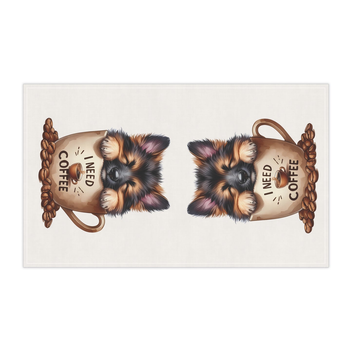 Cute Coffee Dog Tea Towels, German Shepherd Tea Towel