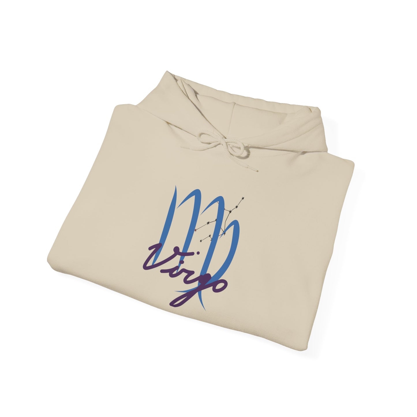 Virgo Script Zodiac Hoodie — Elegant Blue Virgo Sign Sweatshirt