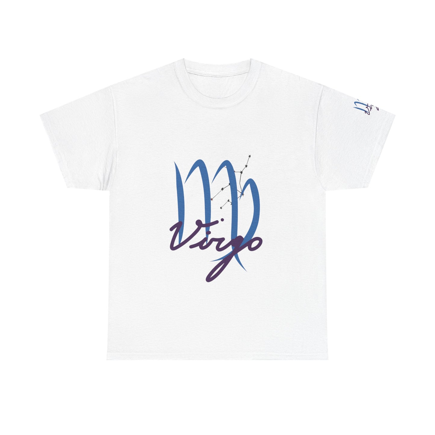 Virgo Zodiac T-Shirt – Elegant Blue Virgo Script Tee