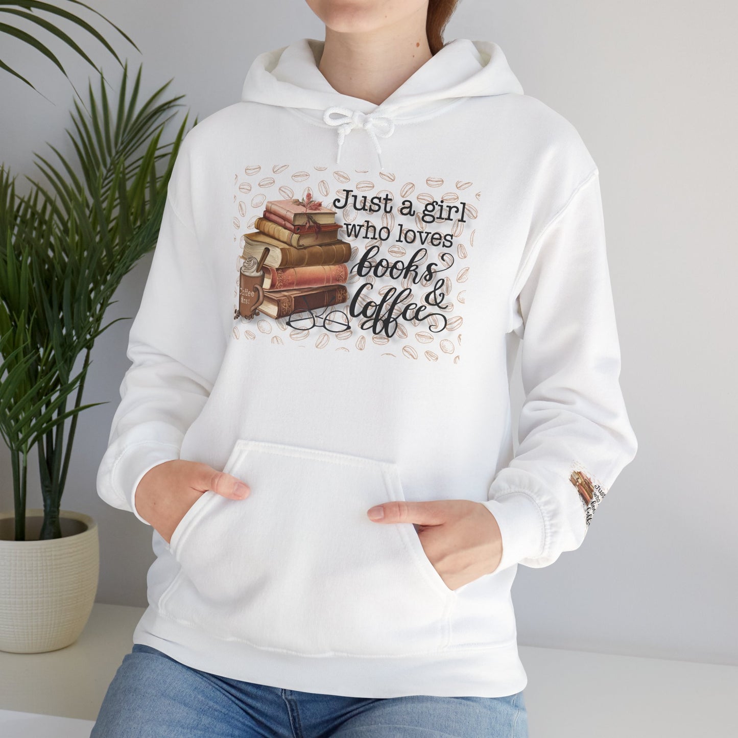 Book Lover Hoodie — "Just a girl who loves books & coffee" Cozy Pullover for Readers