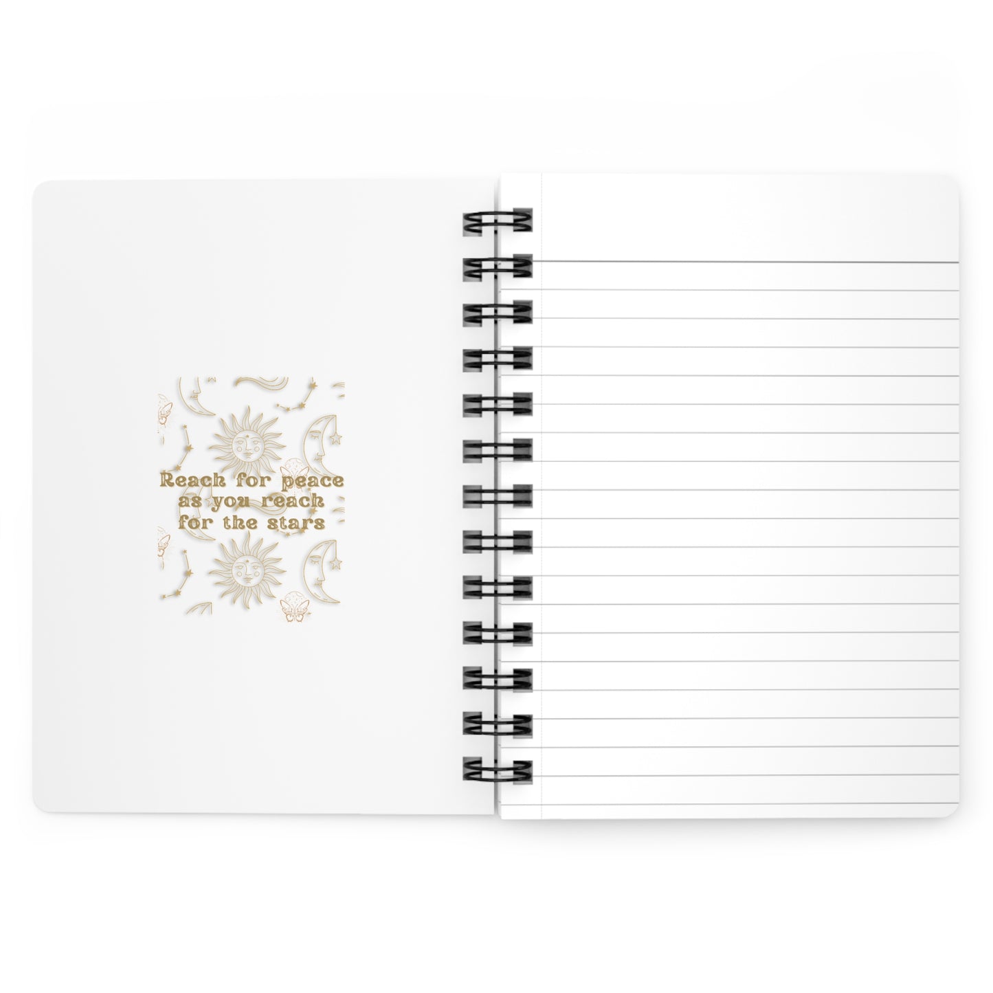 Personalize, Inspirational Spiral Bound Journal - "Reach for Peace as You Reach for the Stars"