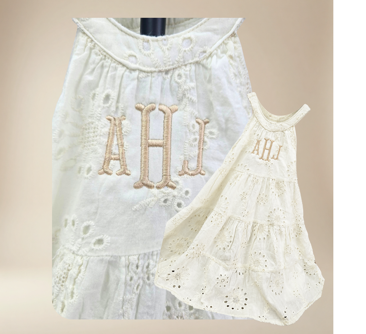 Sweet sun dress with embroidered monogram
